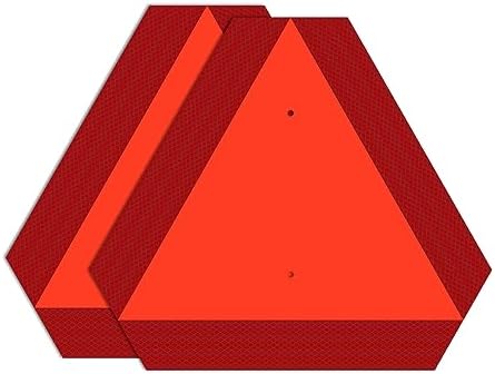 T&R Metal Slow Moving Vehicle Sign, Safety Triangle Sign - 2 Pack - 14 x16 Inches - Reflective, UV Protected, Waterproof, Weatherproof and Fade Resistant Up to 7 Years Outdoor for Golf Cart Tractor by TR