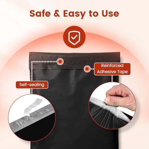 Metronic Large Poly Mailers 19x24 100 Pcs Shipping Bags for Clothing Black - Image 3