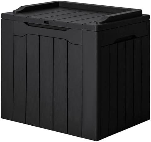 JUMMICO 31 Gallon Resin Deck Box Waterproof Outdoor Storage Boxes by JUMMICO