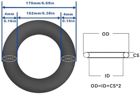 Nitrile Rubber O-Rings 170mm OD 162mm ID 4mm Width, Metric Sealing Gasket for Plumbing, Gas, Automotive and Faucet Repair, Pack of 10 - Image 2