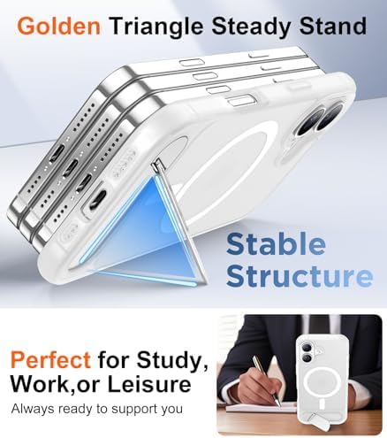 Temdan Designed for iPhone 17 Case, [Built-in Invisible Kickstand][Compatible with MagSafe][Military Grade Shockproof] Slim Translucent Matte Phone Case 6.3 inch (Clear Matte) - Image 5