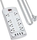 Surge Protector Power Strip - Nuetsa Flat Plug Extension Cord with 8 Outlets and 4 USB Ports, 10 Feet Power Cord, 2700 Joules, ETL Listed, Grey by Nuetsa