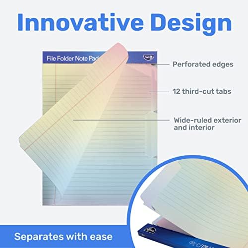 Find It File Folder Notepad - Pack of 12-9.5 x 12.5 Inch Notebook Organizer Folders for Filing, Document, and Clipboard Organization - Rainbow - Image 3