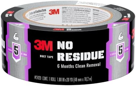 3M No Residue Duct Tape, 1.88 in x 20 yd, 1 Roll, Removes Without a Trace by Unknown