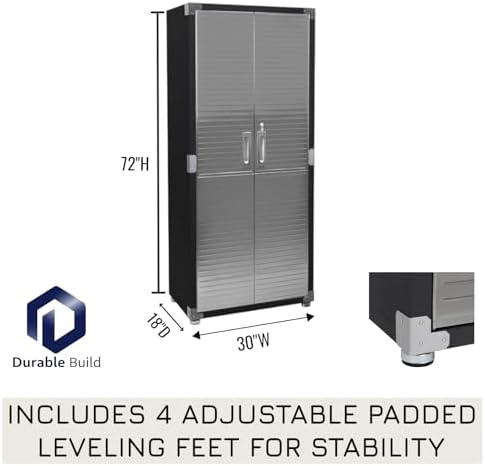 Heavy Duty Steel Storage Cabinet with Double Doors, Adjustable Shelves, Door Secured Lock, Large Capacity Organizer for Garages,Offices and Warehouses (Graphite, 30" W x 18" D x 72" H) - Image 3