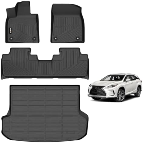 AIPOIL® Floor Mats & Cargo Liner Custom for 2016-2022 Lexus RX RX350 RX450h (Not for RXL) All Weather Protection Non-Slip TPE Floor Liners Full Set Car Mats & Trunk Mat Accessories,Black by AIPOIL