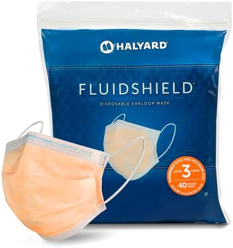 HALYARD FLUIDSHIELD level 3 Disposable Procedure Mask w/SO SOFT Lining/Earloops by HALYARD