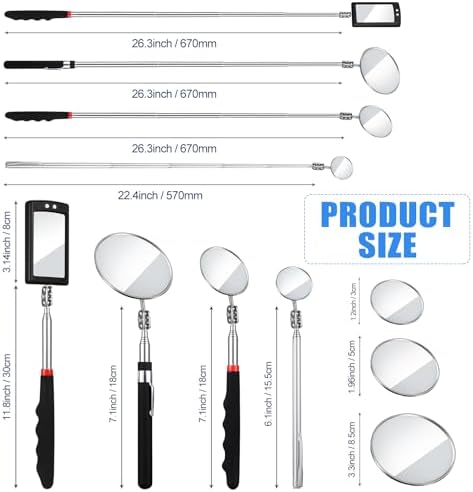 BBTO 4 Pcs LED Inspection Mirror - Image 4