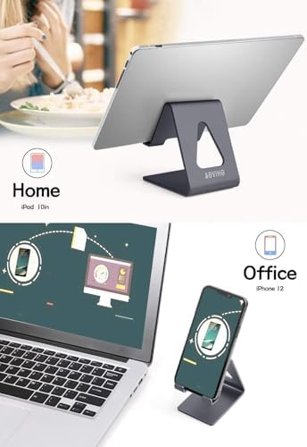 Aoviho Cell Phone Stand Desk Phone Holder - Aluminum Mobile Phone Cradle Dock for iPhone 15 14 13 12 pro 11 X Xs max 8 7 6 6s Plus SE 5 Samsung All Smart Phones, Dark Gray - Image 2