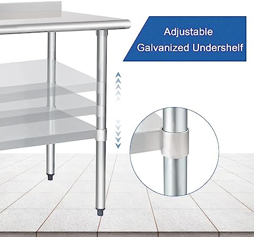 HARDURA Stainless Steel Prep & Work Table 24 x 36 Inches Backsplash - Image 4