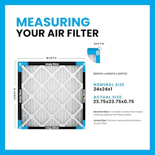 Simply 24x24x1 Air Filter, Merv 8, 6 Pack, For Home AC Furnace & HVAC (Actual Size: 23.75"x23.75"x0.75") DUST, Pet, & Allergy Control - Image 2