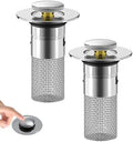 2PCS Bathroom Sink Drain Strainer,Pop Up Sink Drain Stopper Hair Catcher with Removable Stainless Steel Floor Drain Filter Basket,Universal Drain Plug Filter Replacement Bathroom Shower Sink Stopper by iaredon