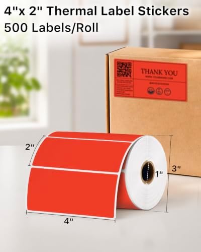 iEager 4x2 Inch Thermal Labels, Red Durable Thermal Printer Stickers - Image 2