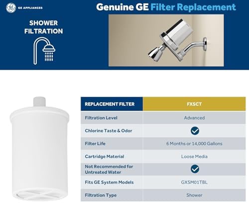 GE Shower Filtration System, Removes Chlorine, Easy to Install to an Existing Shower Head Tool Free in Minutes, Filter Included, Replace Filter (FXSCT) Every 6 Months, GXSM01TBL - Image 4