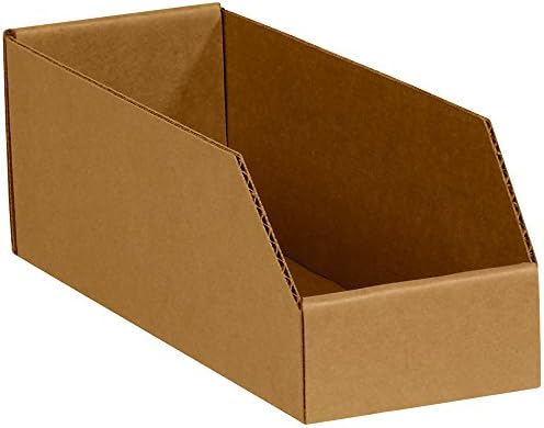 BOX USA BBINMT412K Open Top Bin Boxes, 4" x 12" x 4 1/2", Kraft (Pack of 50) by BOXUSA