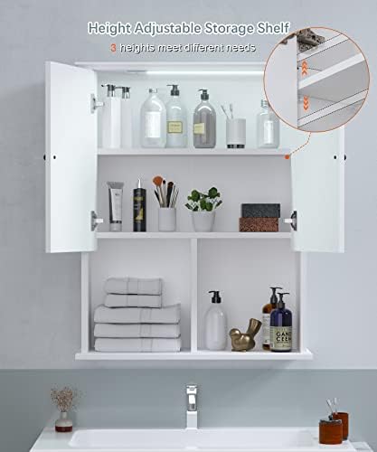 HAIOOU Bathroom Wall Cabinet with Motion Sensor Light, 23.6 Inch - White - Image 5