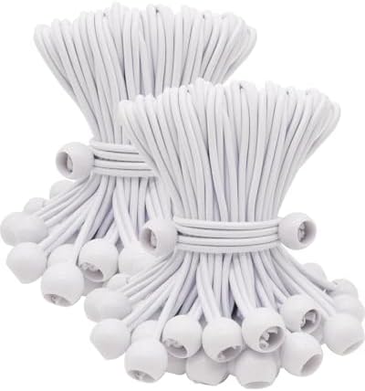 ABINLIN Ball Bungee Cords 6 Inch, 100 Pcs Bungee Cords with Balls, White by ABINLIN