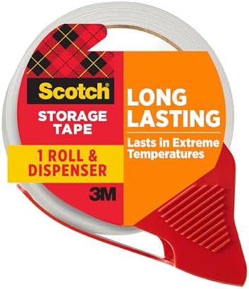Scotch Long Lasting Storage Shipping Packaging Tape, 1.88" x 38.2 yd, 1 Roll with Dispenser (3650S-RD-ESF) by ScotchBrand