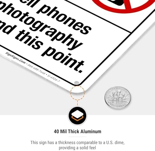 No Cell Phones Or Photography Beyond This Point Sign, ANSI Notice Sign, - Image 6