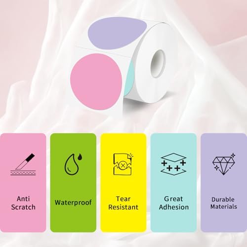 2 Inch Round Thermal Label Stickers, Waterproof Circle Thermal Stickers Labels, Direct Thermals Printer Label for Logo Design-300 Sheets/Spring Color - Image 3