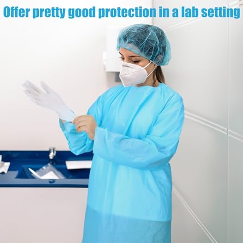 TrelaCo 50 Pack Disposable Isolation Gowns PPE Gown Set with Sleeves,Blue - Image 4