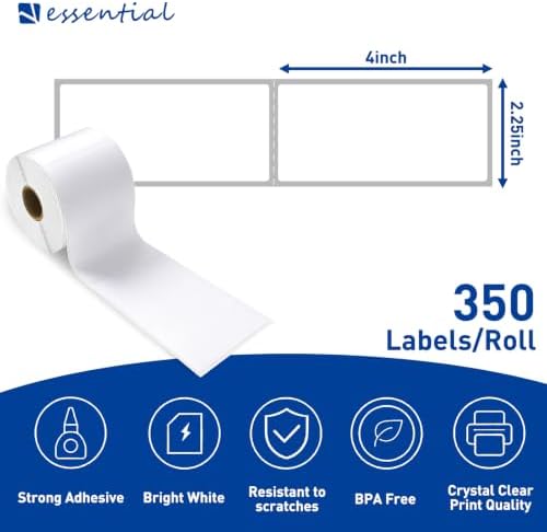 ESSENTIAL 2.25" x 4" Direct Thermal Labels (4200 Labels, 12 Rolls) - Image 2