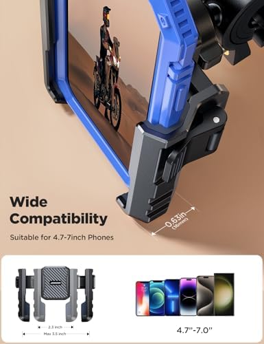 JOYROOM Motorcycle Bike Phone Holder Mount - [Not Block Camera] Bicycle Phone Holder Handlebar Cell Phone Clamp - [Silicone Wrapped] Scooter Phone Holder for iPhone Samsung 4.7''-7'' Smartphones - Image 5