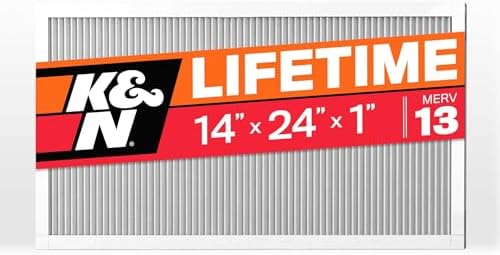 K&N 14X24X1 HVAC Furnace Air Filter, Lasts a Lifetime, Washable, Merv 13, the Last HVAC Filter You Will Ever Buy, Breathe Safely at Home or in the Office, HVC-13-11424 by KNEngineeringInc