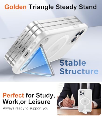Temdan Magnetic Compatible with iPhone 12 Case & iPhone 12 Pro Case, [Built-in Invisible Kickstand][Compatible with MagSafe][Military Grade Shockproof] Slim Translucent Matte Phone Case 6.1" - Image 3