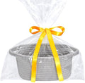 ABenkle Small Storage Basket, Mini Basket, Cute Tiny Cotton Rope Woven Basket, Boho Decorative Toy Dog Cat Basket for Nursery, Spa, Empty Gift Basket with Gift Bags and Ribbon - Grey by ABenkle