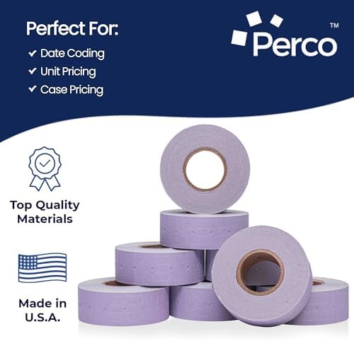 Perco 1 Line Lavender Labels - 32,000 Blank Price and Date Gun Labels for Perco Lite, X, Plus and Pro 1 Line Price and Date Guns - 32 Rolls, 4 Sleeves - Made in USA - Image 4