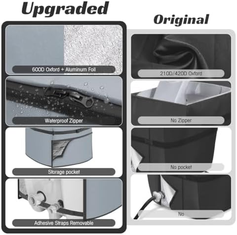 Hot Tub Pump Cover, Waterproof Insulated Heater Protection for Inflatable Spa Equipment, 600D Oxford Fabric Weather Shield Compatible with SaluSpa Coleman Bestway Outdoor Accessories,Grey,Square - Image 4