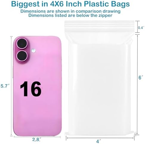 4''X 6'' (Pack of 100) 2 Mil Thick Clear Reclosable Small Zip Plastic Poly Bags With Resealable Lock Seal Zipper for Photo, Jewelry, Bakery, Treats, Travel, Storage, Packaging & Shipping - Image 2