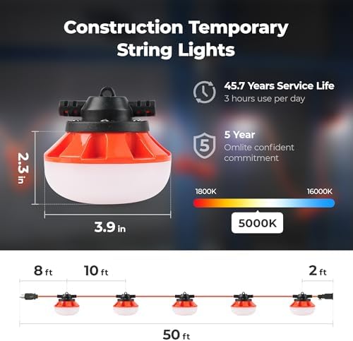 50FT 50W 3Prong LED Work String Lights,18/3 SJTW,ETL Certified - Image 2