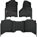 Floor Mats Compatible with 2013-2018 Ram 1500 (19-24 Classic Body only) Crew Cab; 2010-2018 Ram 2500/3500 Crew Cab, All Weather TPE Floor Liners, Custom Fit Car mats, 1st & 2nd Row, Black by AUTOBULL