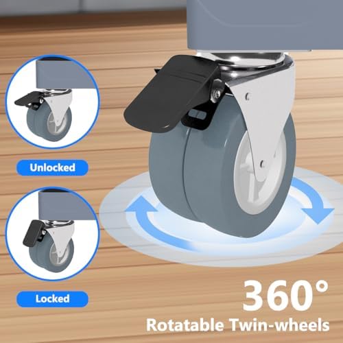 Appliance Dolly Cart with 4 Locking Wheels Mini Fridge Stand Adjustable 16"-26" Universal Mobile Roller for Portable Washer, Dryer, Refrigerator, Furniture, Grey - Image 3