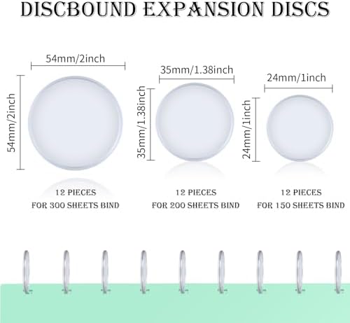 36 Pieces (2",1-3/8",1") Clear Discbound Discs Plastic Binder Rings Expansion Discs Notebooks Planner Discs Binder Accessories Disc Binder System Book Binding Discs for Planner Scrapbooking Supplies - Image 2
