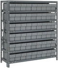 Quantum 1839-604GY Heavy Duty Shelving Unit with (7) Shelves and (54) Gray QED604 Bins for Garage Warehouse Storage Distribution | 400 lb Load Capacity | 18"D x 36"L x 39"H, Galvanized Carbon Steel by QuantumStorageSystems