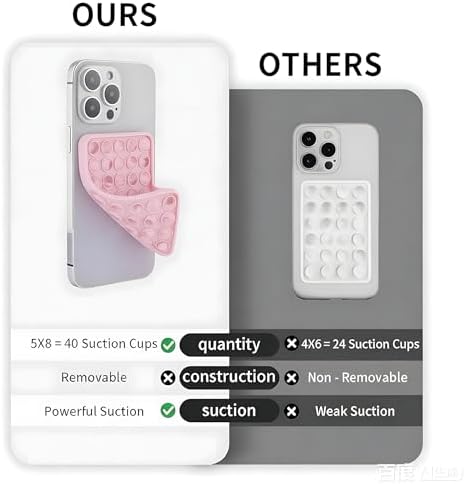 SHENGXIN 2 Pack Silicone Double-Sided Suction Grip – 40 Cups per Side, Strong Hold for iPhone, Galaxy, Pixel, Android – Hands-Free for Selfies & Videos(Chalk Pink) - Image 6