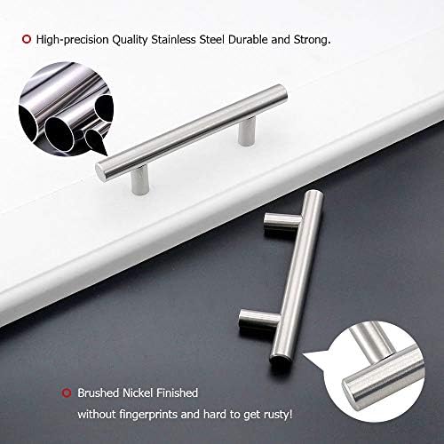 homdiy 30 Pack |Cabinet Handles Brushed Nickel Cabinet Pulls Cabinet Hardware 2-1/2in Hole Centers Drawer Pulls Kitchen Cupboard Euro T Bar Dresser Pulls 201SN - Image 4