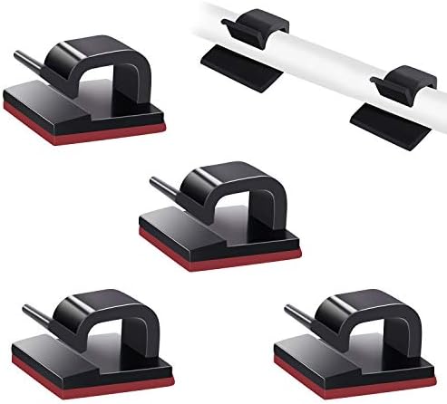 SOULWIT 50 Pcs Self Adhesive Cable Management Clips, Cable Organizers Sticky Wire Clips Cord Holder for TV PC Laptop Ethernet Cable Desktop Home Office (Black) by SOULWIT