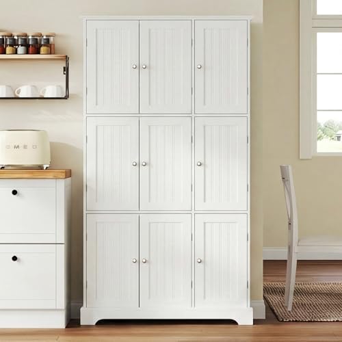 ChooChoo 63.2" Tall Bathroom Storage Cabinet with 9 Doors - Image 6