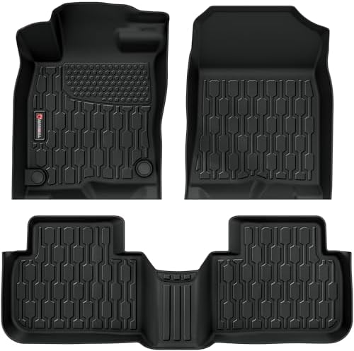 Floor Mats Compatible with Honda Civic 2022-2025 2026 (Fits Rear Seats with or Without USB Ports) | for Acura Integra 2023-2025, All Weather TPE Floor Liners, Custom Fit Car mats, 1st & 2nd Row, Black by AUTOBULL