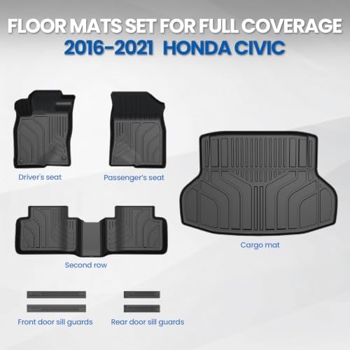 Floor Mats for Honda Civic Sedan 2016-2021, with Cargo Mat - Image 2