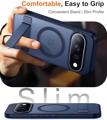 Temdan Designed for Google Pixel 11 Case 2026, [Built-in Invisible Kickstand][Compatible with MagSafe][Military Grade Shockproof] Slim Translucent Matte Phone Case-Blue - Image 7