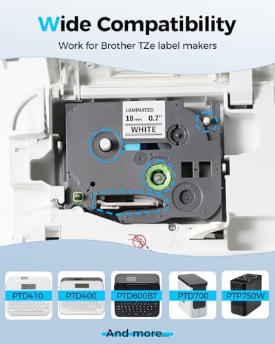 18mm 0.7" Laminated White Label Tape Replacement Brother TZe-241 - Image 2