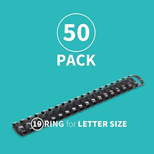 Binditek Plastic Binding Comb Spines, 1-1/4 Inch, 19 Ring, Black, 50 Pack - Image 2