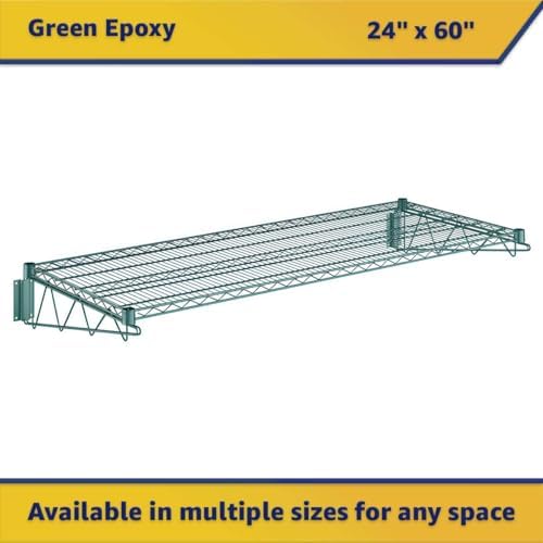 8 Pack 24" x 60" Green Epoxy Wire Wall Mount Shelf, Universal NSF Heavy Duty Wall Storage Rack, Floating Wall Mount Rack - Image 3