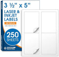 3.5" X 5" Matte White Printable Shipping Labels (250 Sheets, 1000 Stickers) by SpartanIndustrial