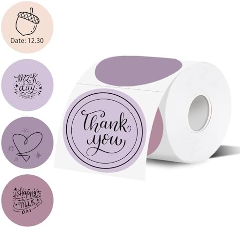 3 Inch Thermal Label,Purple Round Thermal Printer Label,Waterproof Thermal Stickers for DIY Logo Design,Name Tag,Thanks Card 300 Labels/Roll by Unknown